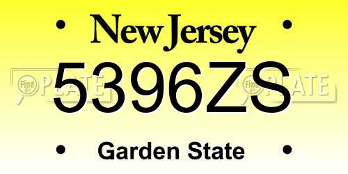 5396ZS New Jersey License Plate