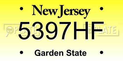 5397HF New Jersey License Plate