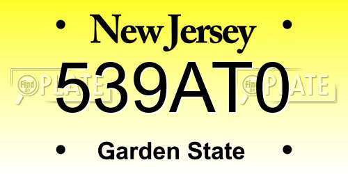 539AT0 New Jersey License Plate