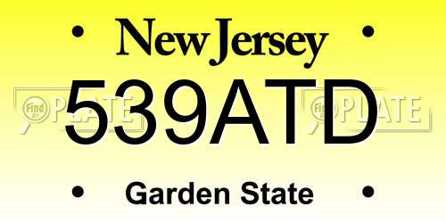 539ATD New Jersey License Plate