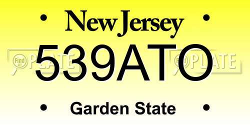 539ATO New Jersey License Plate
