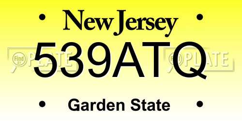 539ATQ New Jersey License Plate