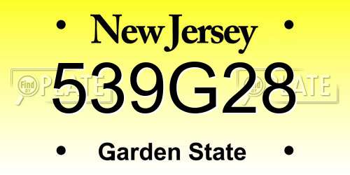 539G28 New Jersey License Plate
