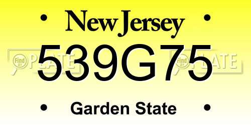 539G75 New Jersey License Plate