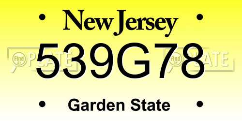 539G78 New Jersey License Plate