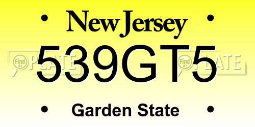 539GT5 New Jersey License Plate