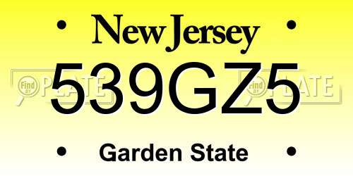 539GZ5 New Jersey License Plate