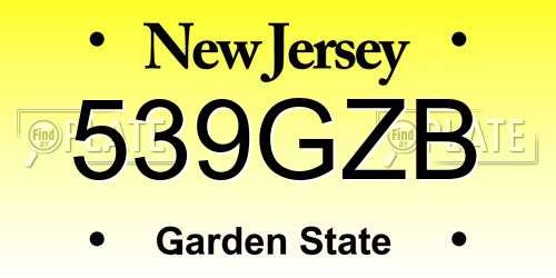 539GZB New Jersey License Plate