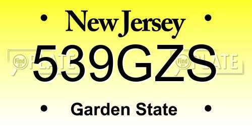 539GZS New Jersey License Plate