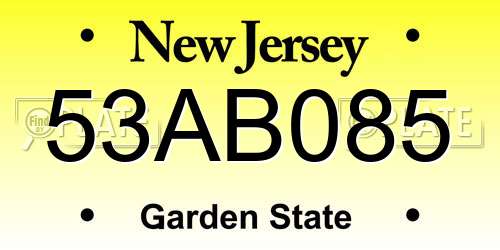 53AB085 New Jersey License Plate