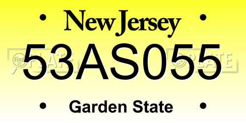 53AS055 New Jersey License Plate