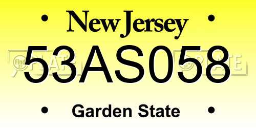 53AS058 New Jersey License Plate