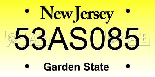 53AS085 New Jersey License Plate