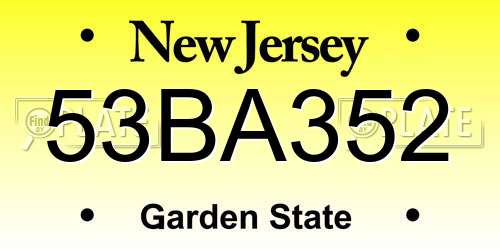 53BA352 New Jersey License Plate