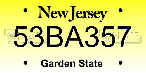 53BA357 New Jersey License Plate
