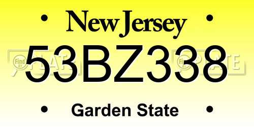 53BZ338 New Jersey License Plate