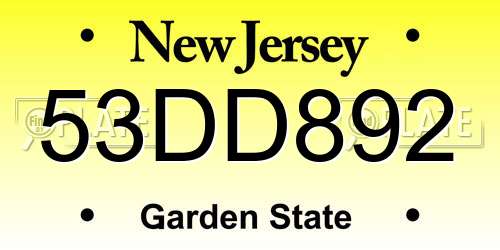 53DD892 New Jersey License Plate