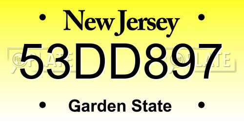53DD897 New Jersey License Plate