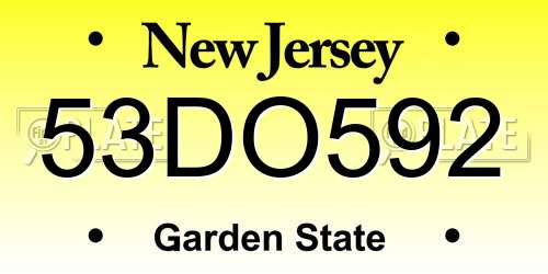 53DO592 New Jersey License Plate