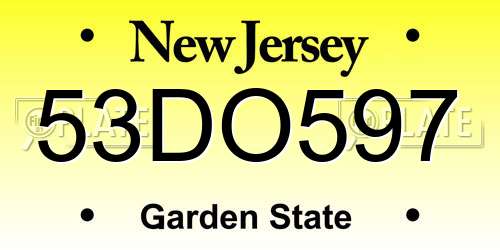 53DO597 New Jersey License Plate