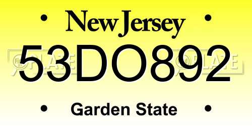 53DO892 New Jersey License Plate
