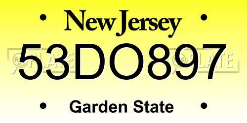 53DO897 New Jersey License Plate