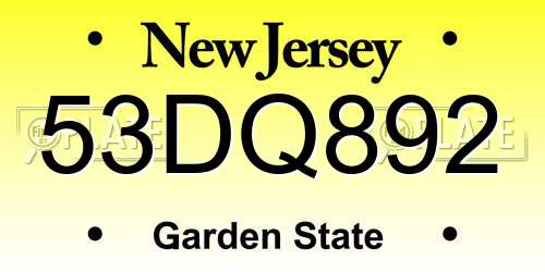 53DQ892 New Jersey License Plate
