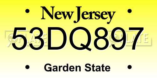 53DQ897 New Jersey License Plate