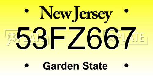 53FZ667 New Jersey License Plate