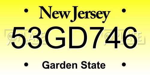 53GD746 New Jersey License Plate