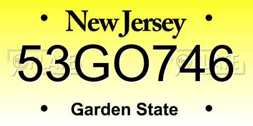 53GO746 New Jersey License Plate