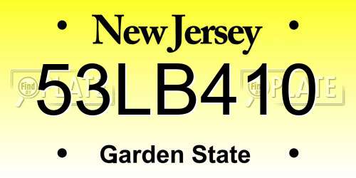 53LB410 New Jersey License Plate