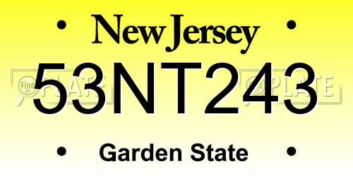 53NT243 New Jersey License Plate