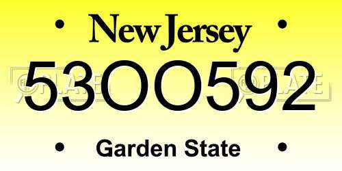 53OO592 New Jersey License Plate
