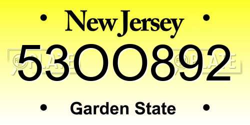 53OO892 New Jersey License Plate