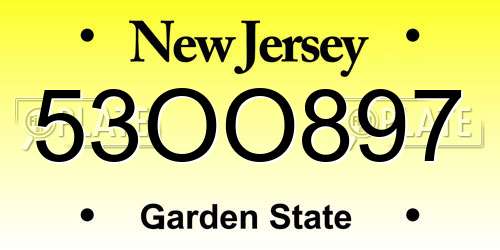 53OO897 New Jersey License Plate