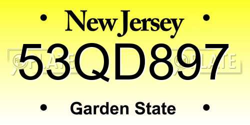 53QD897 New Jersey License Plate