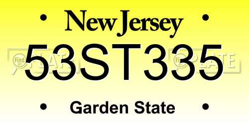 53ST335 New Jersey License Plate