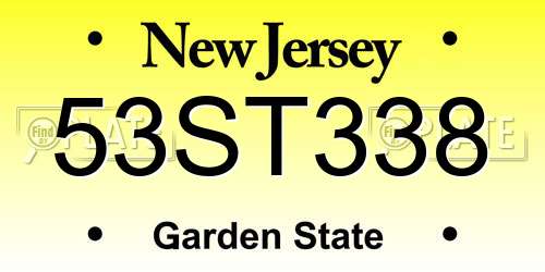 53ST338 New Jersey License Plate