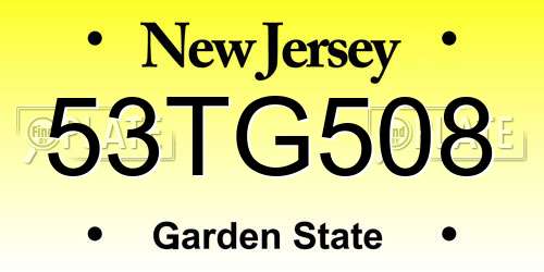 53TG508 New Jersey License Plate