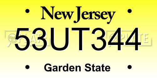 53UT344 New Jersey License Plate