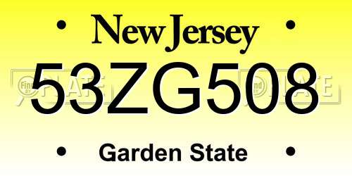 53ZG508 New Jersey License Plate