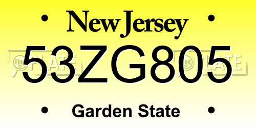 53ZG805 New Jersey License Plate