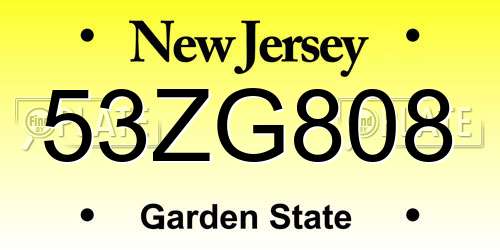 53ZG808 New Jersey License Plate