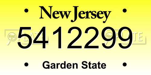 5412299 New Jersey License Plate