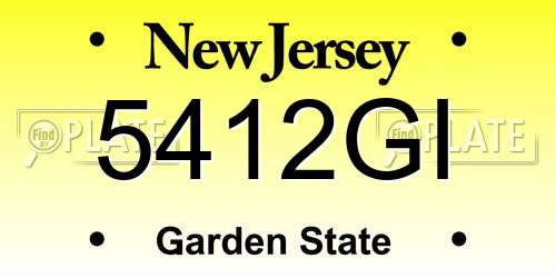 5412GI New Jersey License Plate