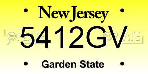 5412GV New Jersey License Plate