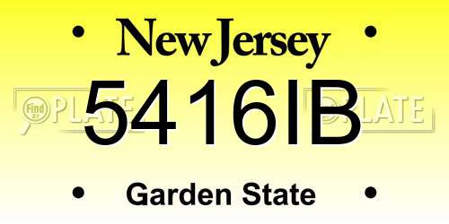 5416IB New Jersey License Plate