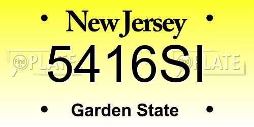 5416SI New Jersey License Plate