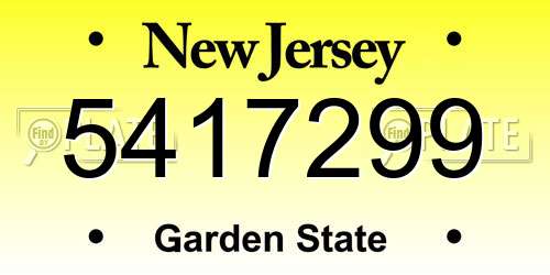 5417299 New Jersey License Plate